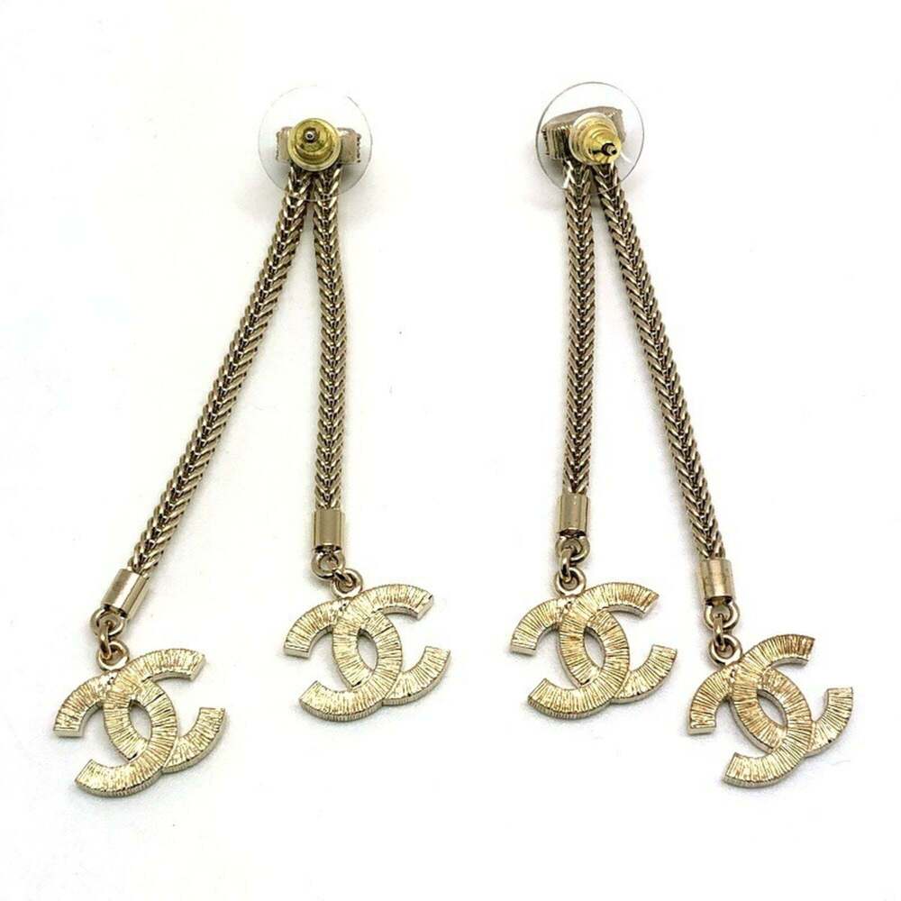 CHANEL Gold Logo Earrings - Picture 3 of 10